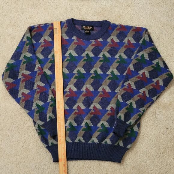 Vtg 90s Uniform Code Sweater Mens L Geometric Pattern Cosby Preppy Y2K D… - Picture 4 of 12